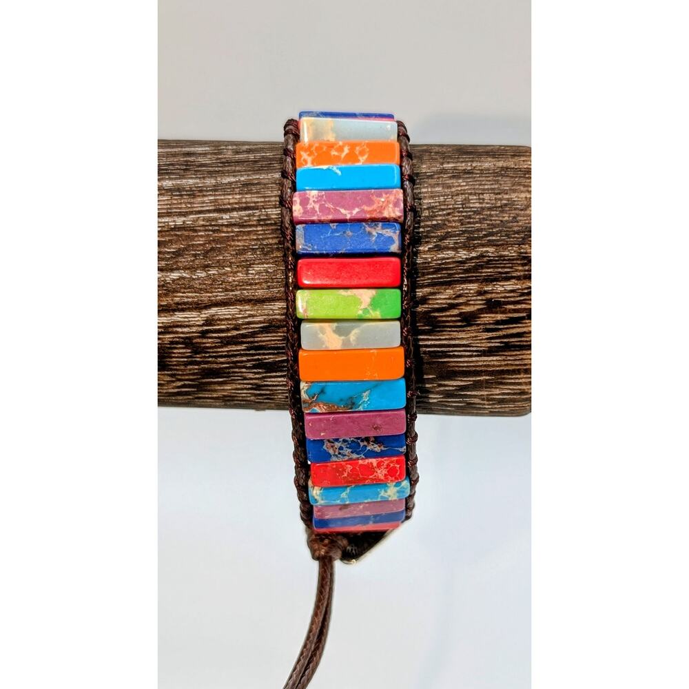Boho Style Handmade Chakra Adjustable Button Closure Bracelet - Picture 5 of 5